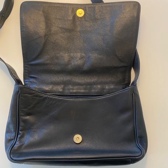 Paloma Picasso Black Leather Shoulder Bag with Gold Accents - Picture 9 of 11